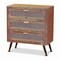 Baxton Studio Calida Mid-Century Whitewashed Natural Brown Finished Wood and Rattan 3-Drawer Storage Cabinet 178-11411-Zoro - alternate 1